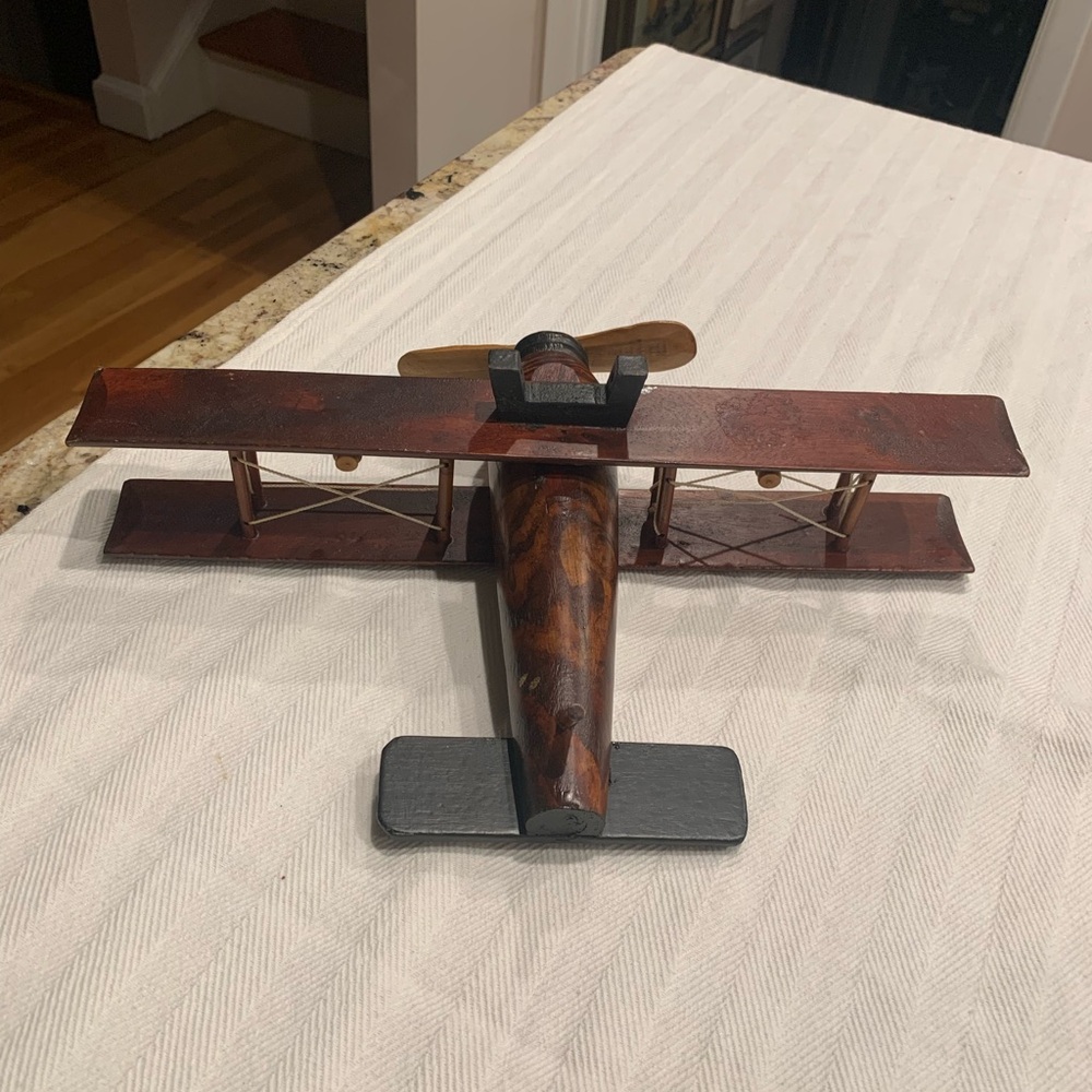 Vintage Wooden Biplane Model - Picture 3 of 6